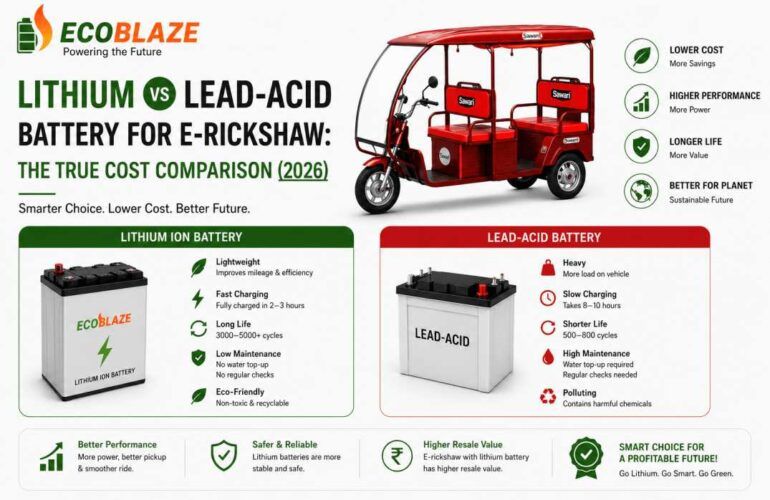 Lithium vs Lead-Acid Battery for E-Rickshaw The True Cost Comparison (2026)