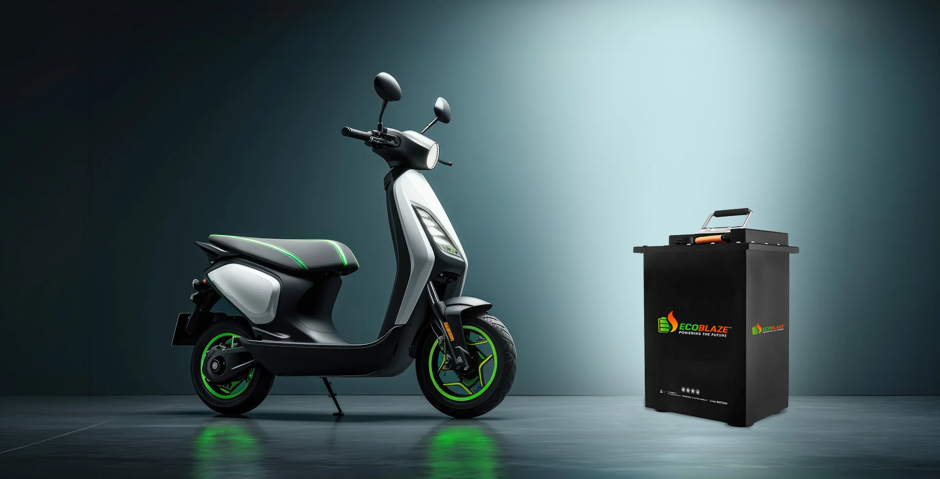 Electric scooter with EcoBlaze lithium battery pack for EV performance